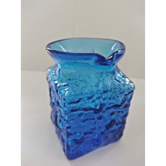 VTG Midnight Blue Pilgrim Glass Pitcher - Nugate Surface - Clear Handle  4" - Picture 3 of 13